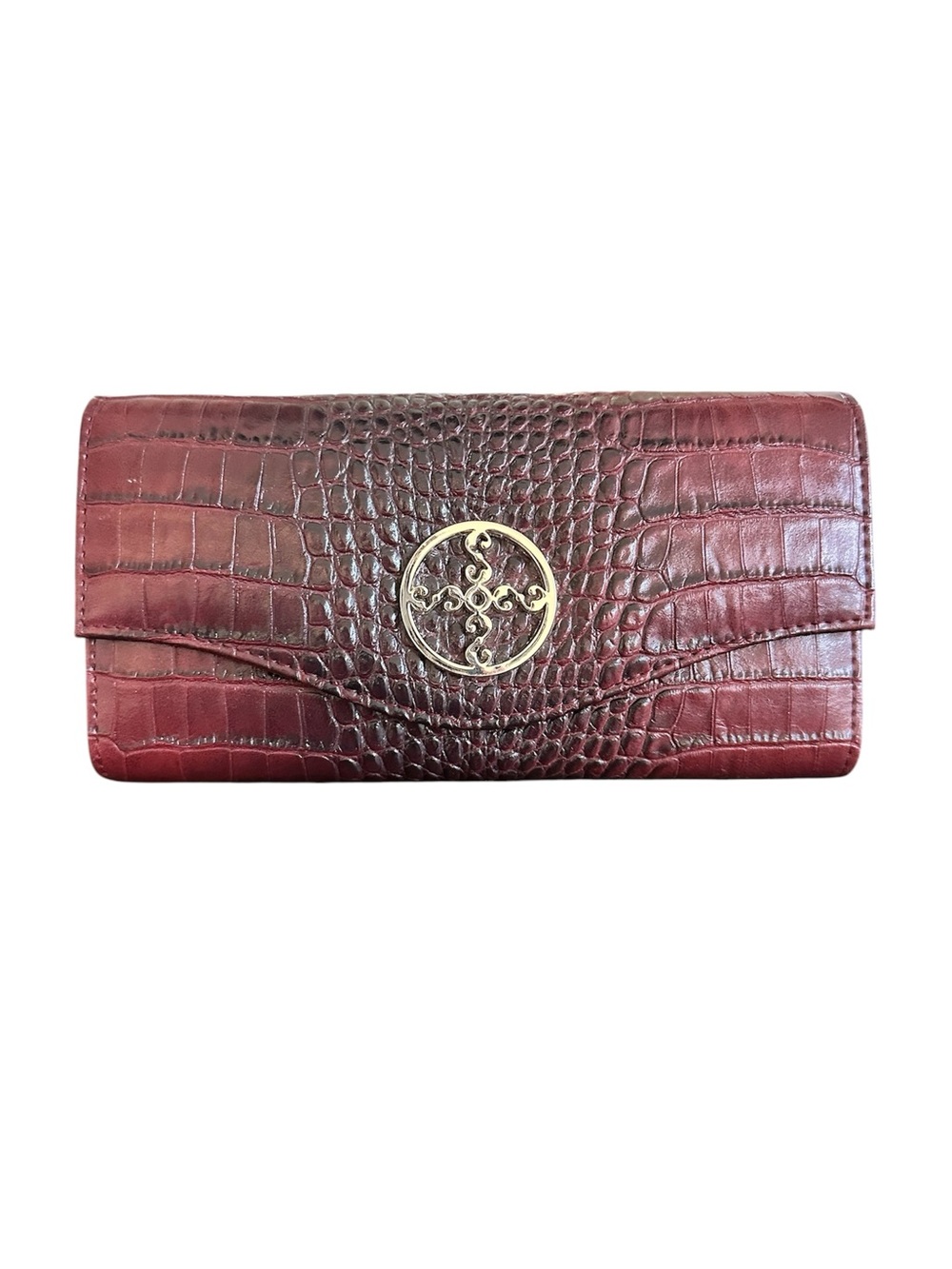 Vintage Stauer NWOT Burgundy Crocodile Embossed Wallet